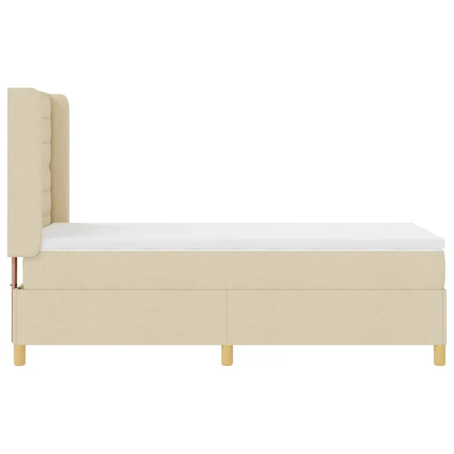 Lit à ressorts avec matelas Crème 80 x 200 cm tissu - 7