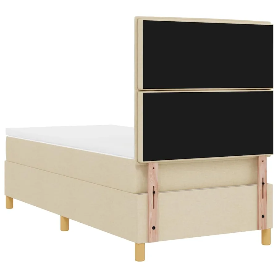 Lit à ressort LED avec matelas Crème 80 x 200 cm tissu - 10