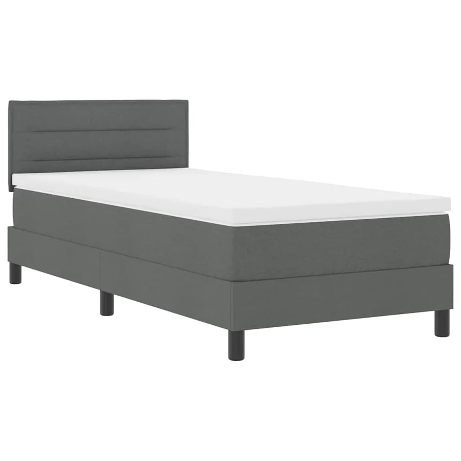 Lit à ressorts avec matelas Gris foncé 80 x 200 cm tissu - 2