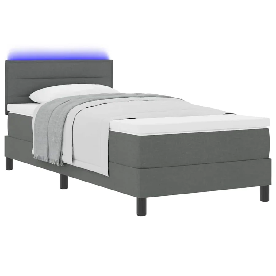 Lit à ressorts avec matelas Gris foncé 80 x 200 cm tissu - 3