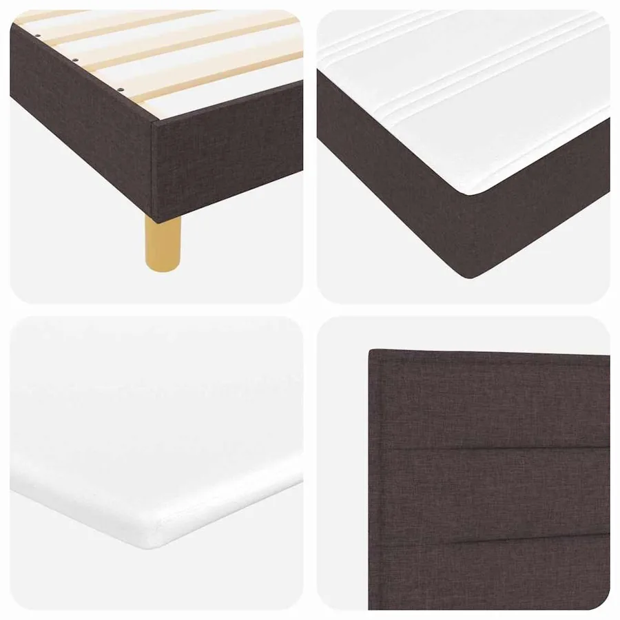 Lit à ressort LED Marron foncé 80 x 200 cm tissu - 11
