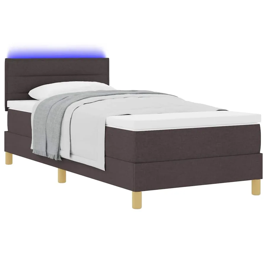 Lit à ressort LED Marron foncé 80 x 200 cm tissu - 3