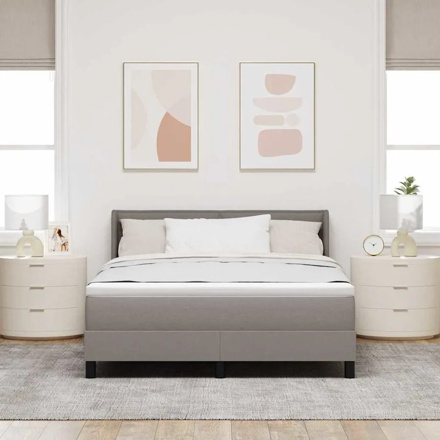 Lit à ressorts avec tête de lit Taupe 190 x 140 cm tissu - 3