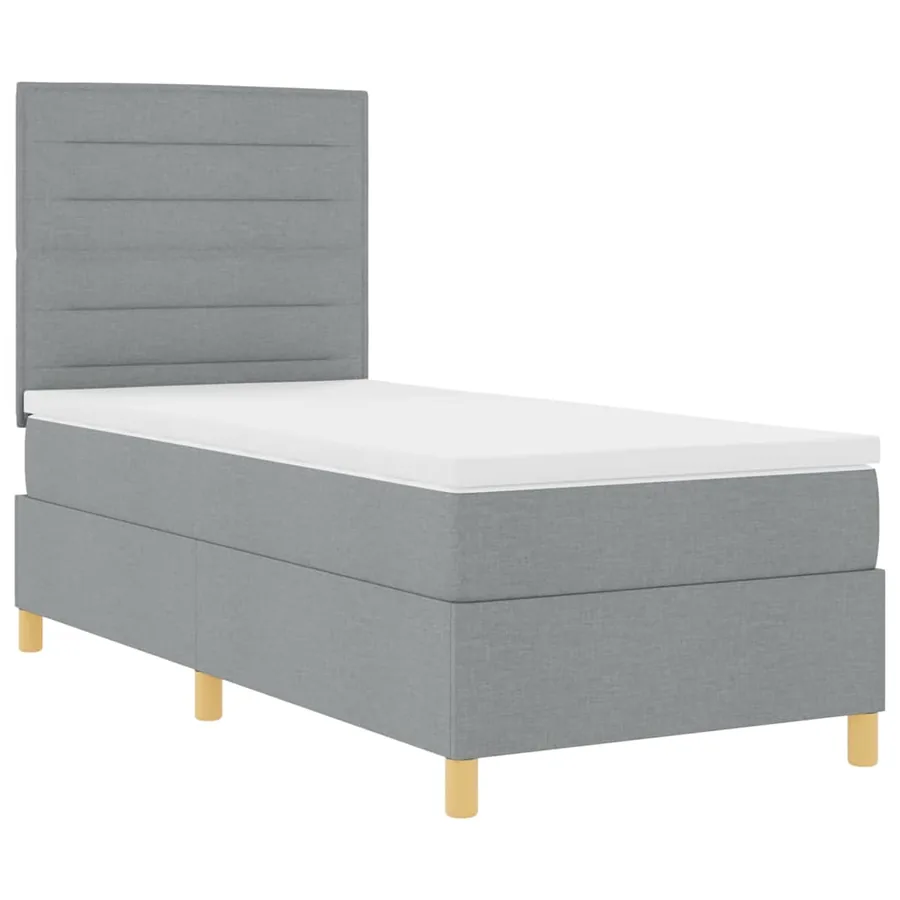 Lit à ressorts avec matelas Gris clair 90 x 190 cm tissu - 5