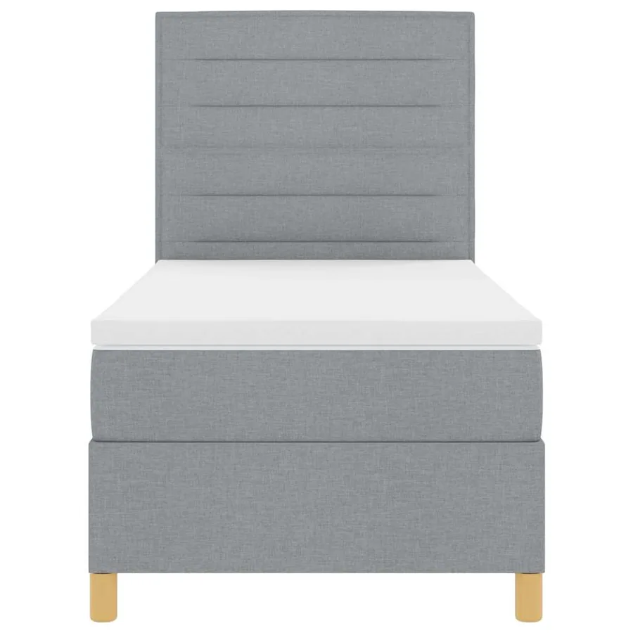 Lit à ressorts avec matelas Gris clair 90 x 190 cm tissu - 7