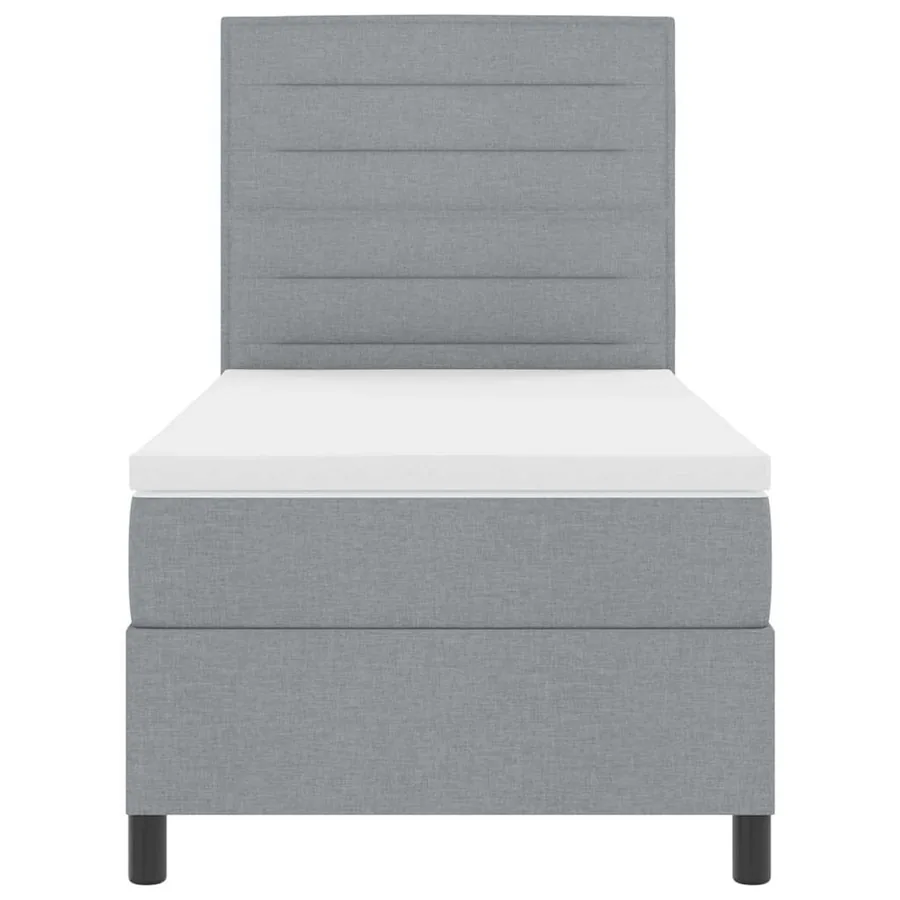 Lit à ressorts avec matelas Gris clair 90 x 200 cm tissu - 7