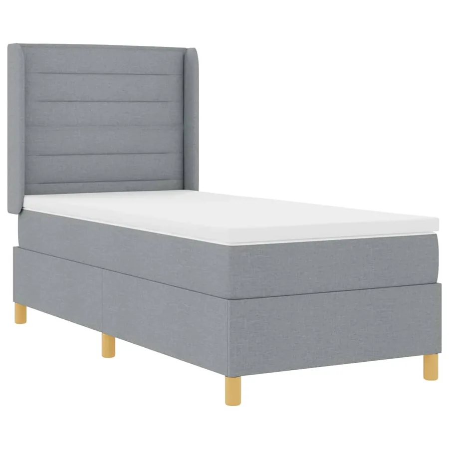 Lit à ressorts avec bandes LED Gris clair 90 x 190 cm tissu - 2