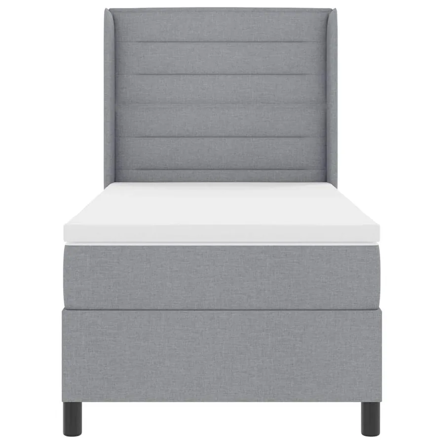 Lit à ressorts avec matelas Gris clair 200 x 90 cm tissu - 7