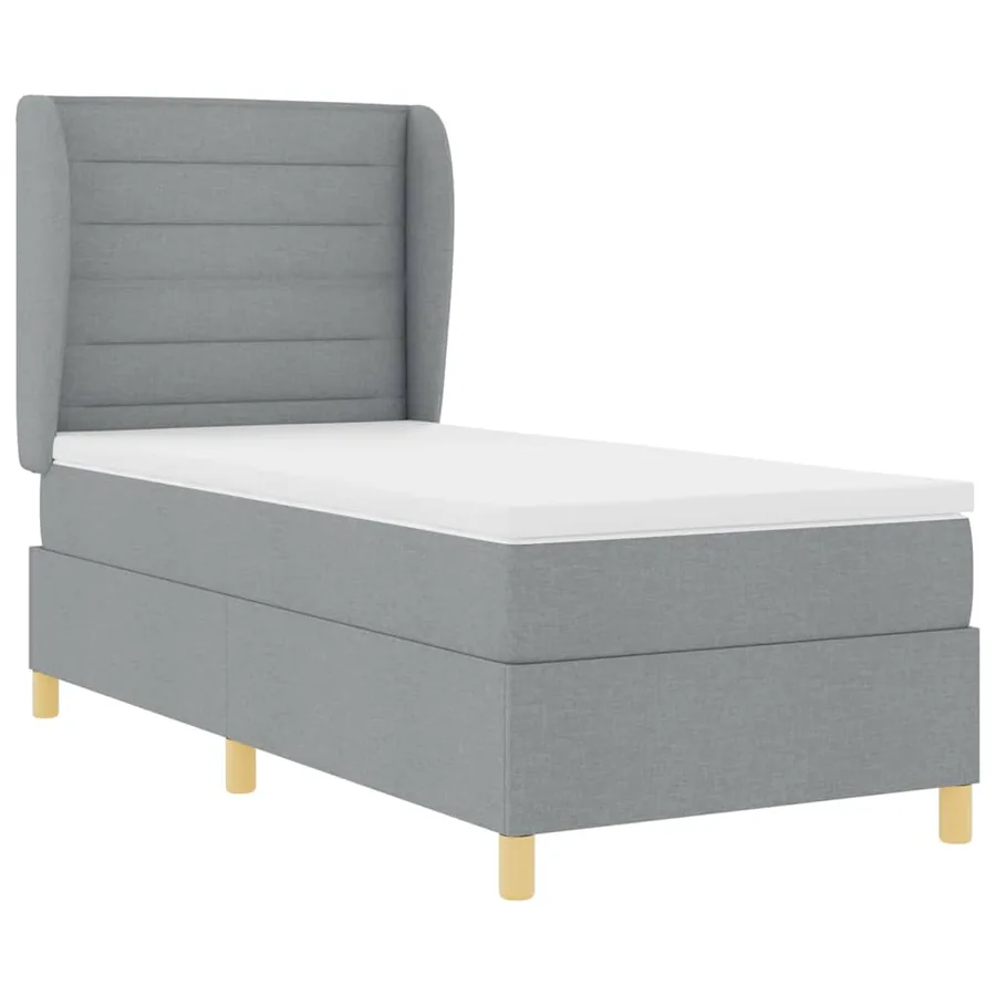 Lit à ressorts avec matelas Gris clair 190 x 90 cm tissu - 5