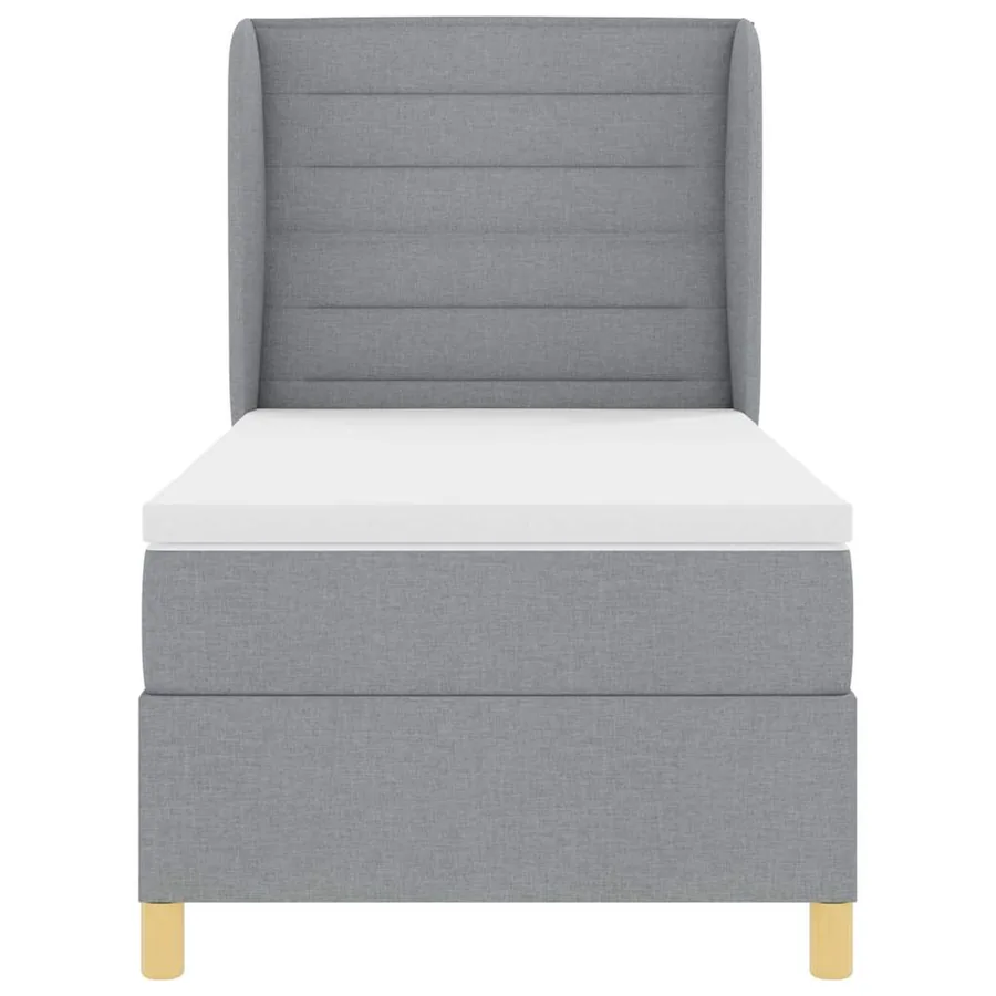 Lit à ressorts avec matelas Gris clair 190 x 90 cm tissu - 7