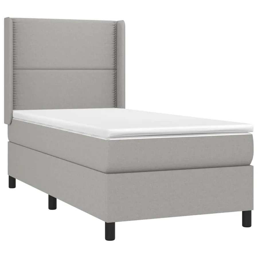 Sommier à lattes de lit avec matelas Gris clair 90x200 cm Tissu - 3