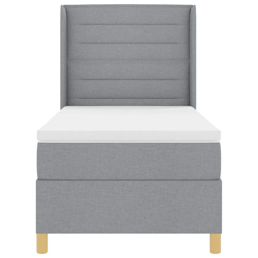 Lit à ressorts avec matelas Gris clair 90 x 200 cm tissu - 7