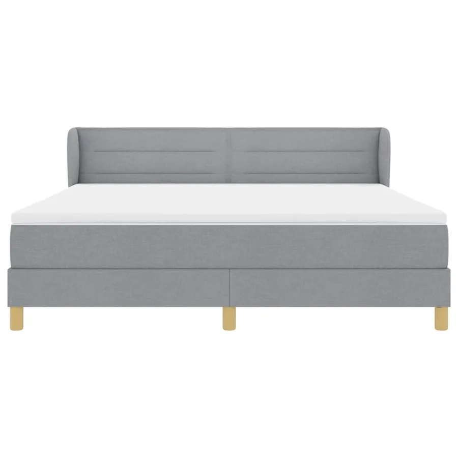 Lit à ressorts avec matelas Gris clair 180 x 200 cm tissu - 7