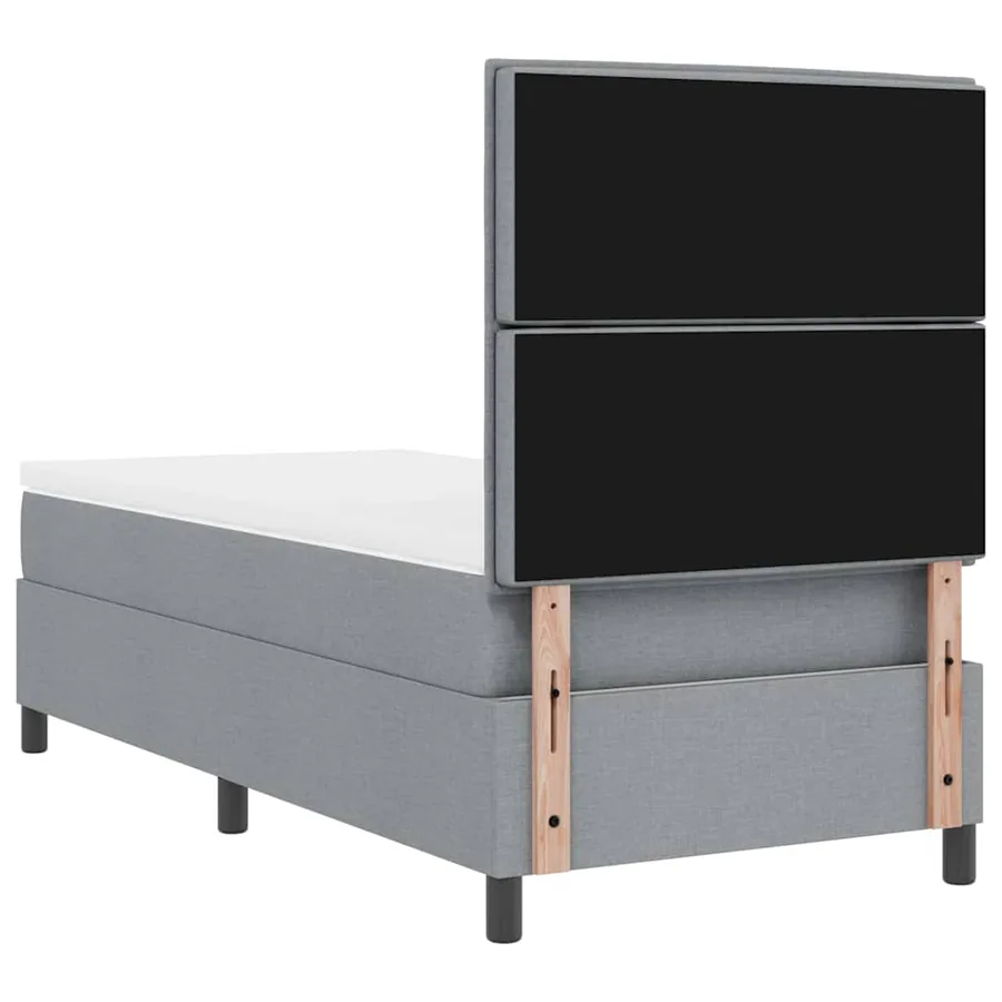 Lit à ressorts avec matelas Gris clair 90 x 200 cm tissu - 10