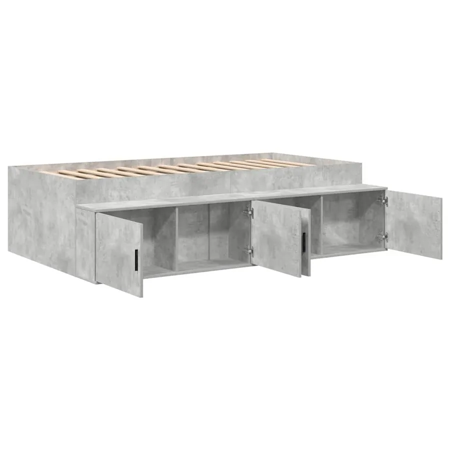 Cadre de lit Gris béton 90 x 200 cm Bois d'ingénierie - 4