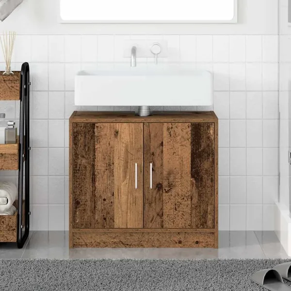 Cabinet de salle de bain avec porte Bois Ancien 63 x 29 x 55 cm