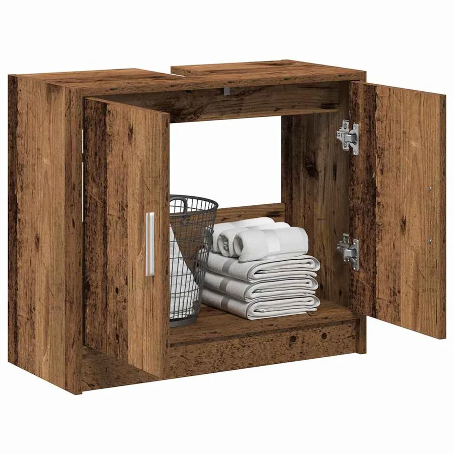 Cabinet de salle de bain avec porte Bois Ancien 63 x 29 x 55 cm - 3