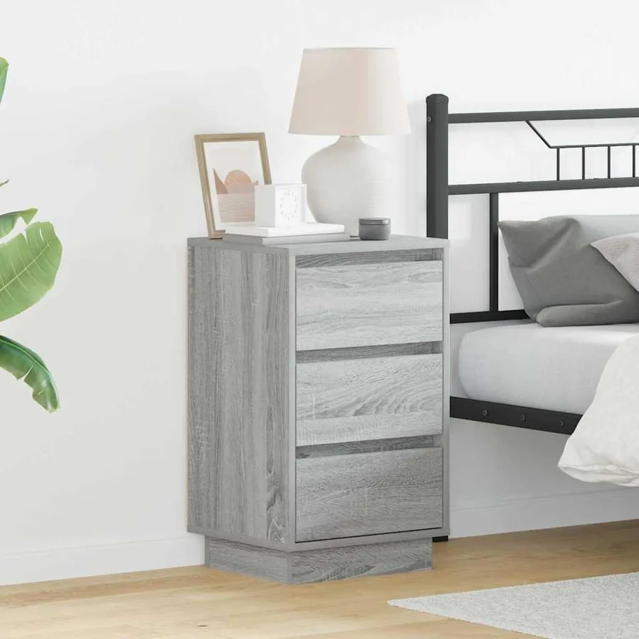 Cabinet de chevet Gris 39 x 34,5 x 65 cm Bois d'ingénierie