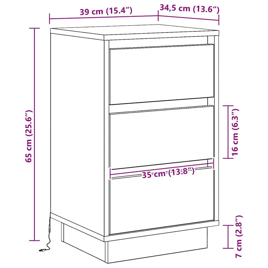 Cabinet de chevet Gris 39 x 34,5 x 65 cm Bois d'ingénierie - 14