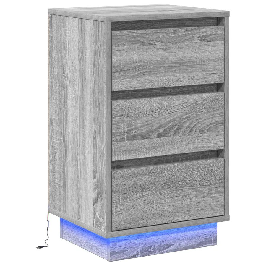 Cabinet de chevet Gris 39 x 34,5 x 65 cm Bois d'ingénierie - 2