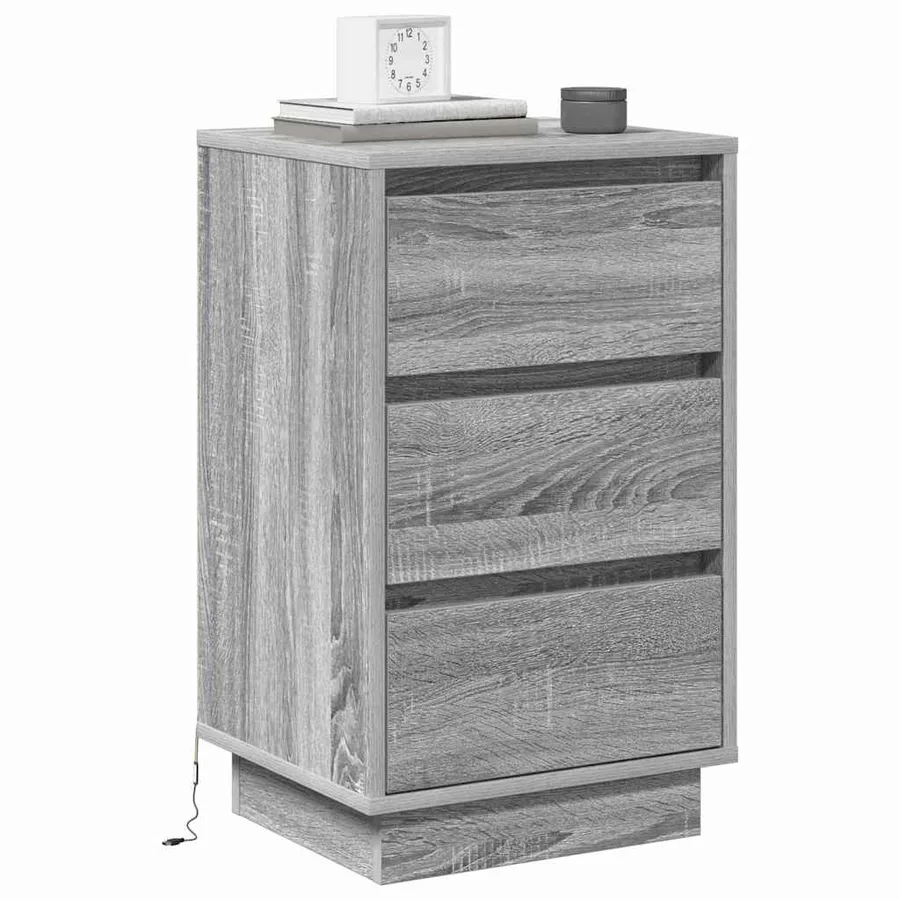 Cabinet de chevet Gris 39 x 34,5 x 65 cm Bois d'ingénierie - 3