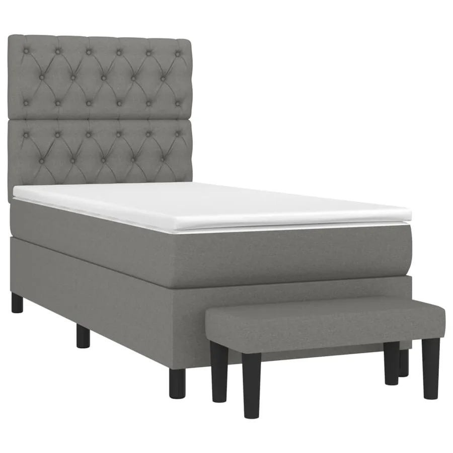 Sommier à lattes de lit avec matelas Gris foncé 80x200 cm Tissu - 3