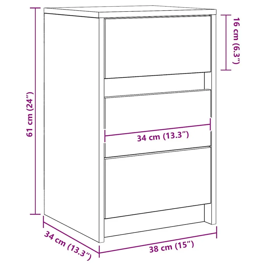 Cabinet de chevet Chêne artisanal 38 x 34 x 61 cm - 15