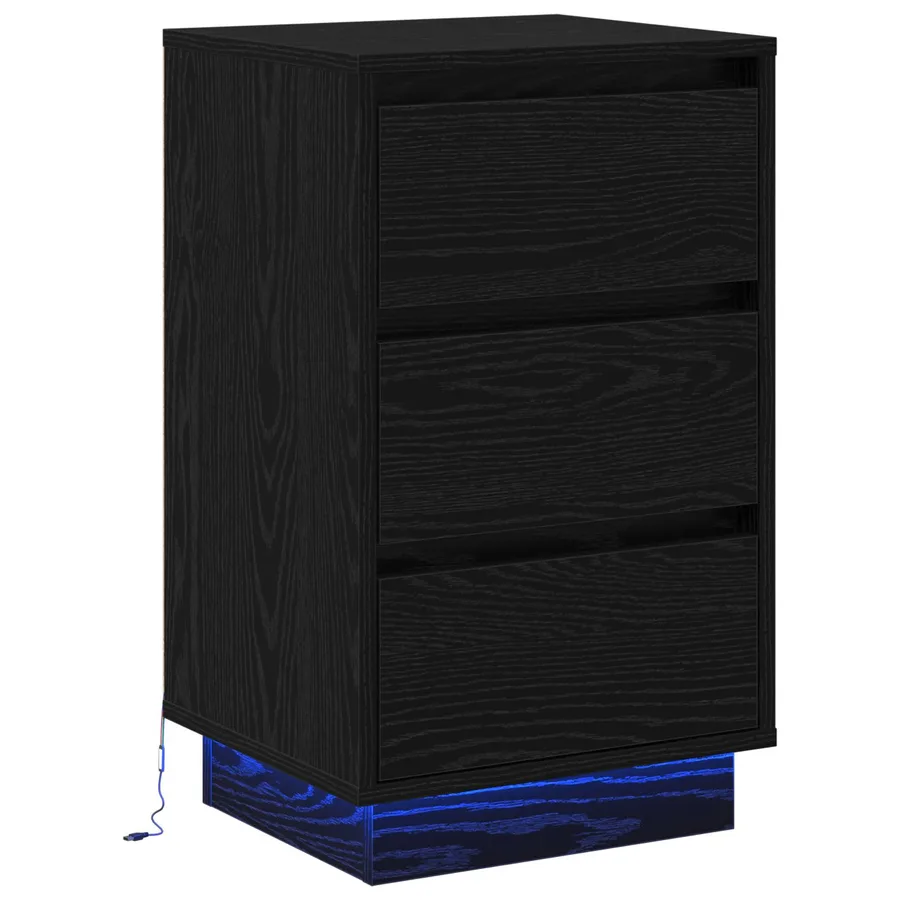 Cabinet de chevet avec tiroir Chêne noir 39 x 34,5 x 65 cm - 2