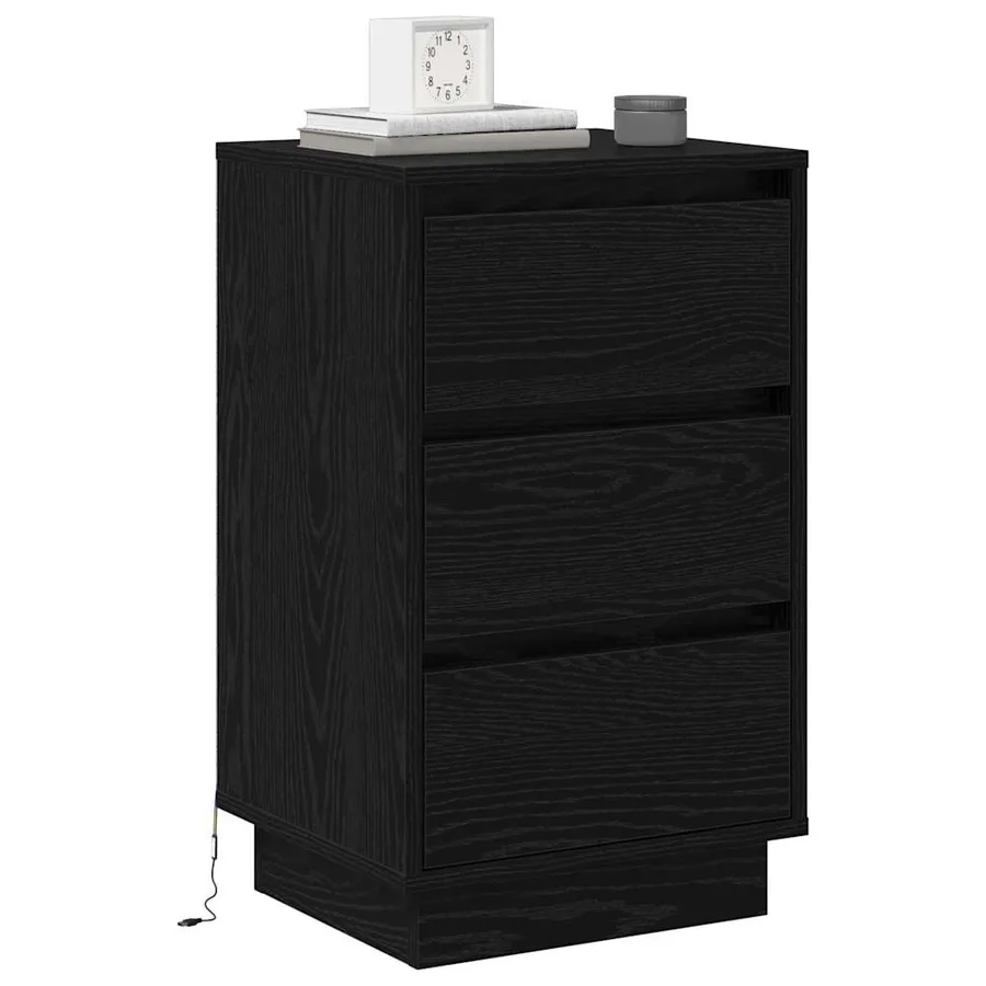 Cabinet de chevet avec tiroir Chêne noir 39 x 34,5 x 65 cm - 3