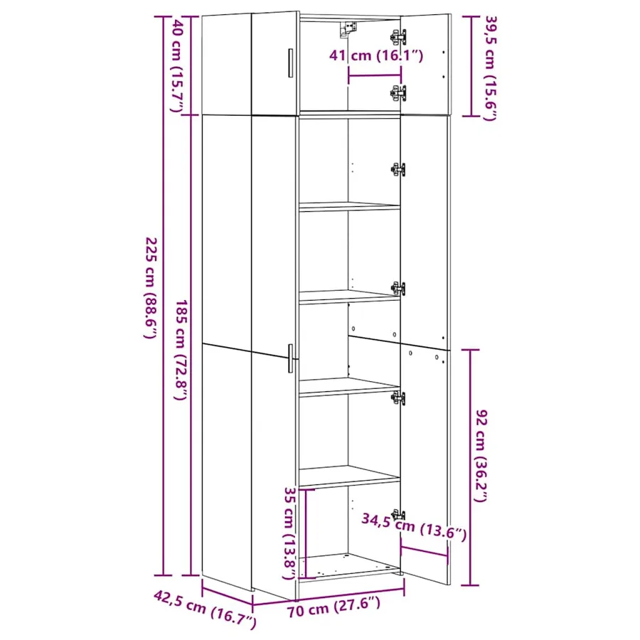 Armoire de rangement 3 pcs Chêne noir - 13