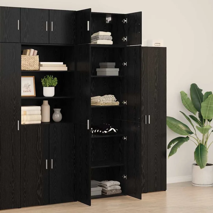Armoire de rangement 3 pcs Chêne noir - 4