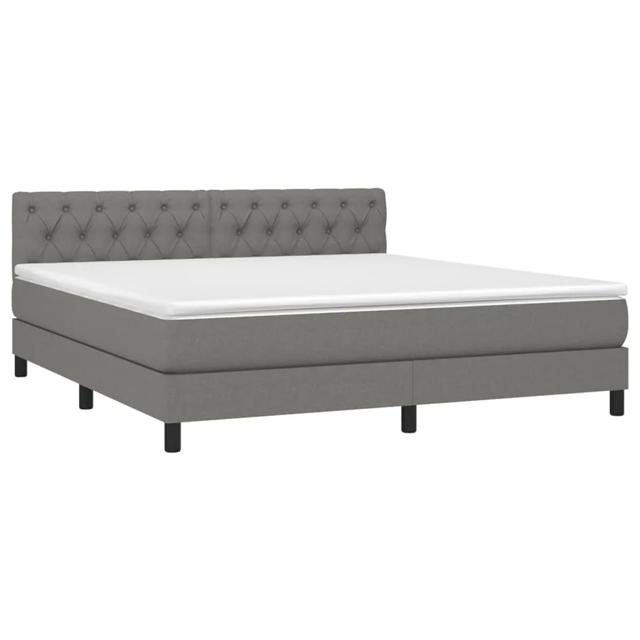 Sommier à lattes de lit avec matelas Gris foncé 160x200cm Tissu - 3