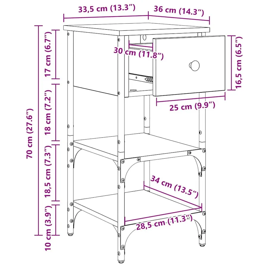 Cabinet de chevet 2 pcs Chêne noir 33,5 x 36 x 70 cm - 13