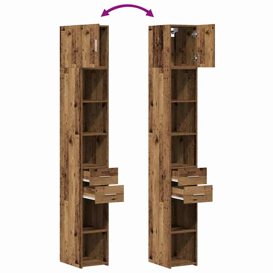 Armoire de rangement 2 pcs Bois ancien 30 x 42,5 x 225 cm - 11