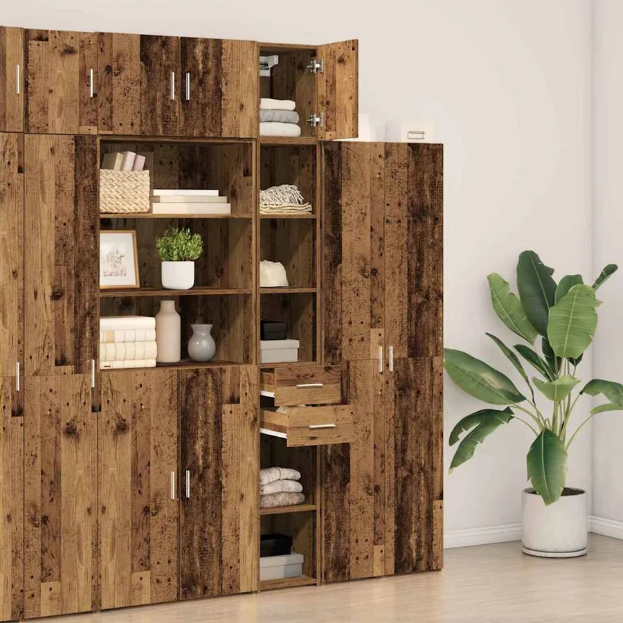 Armoire de rangement 2 pcs Bois ancien 30 x 42,5 x 225 cm - 4