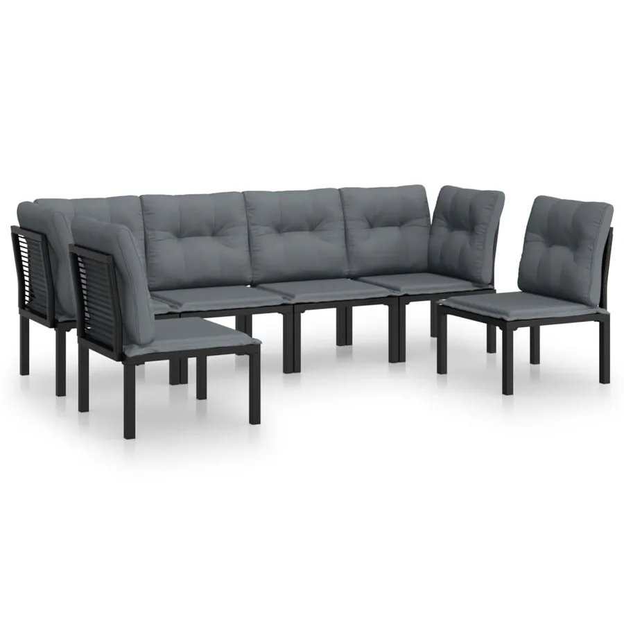 Salon de jardin 6 pcs noir et gris résine tressée - 2