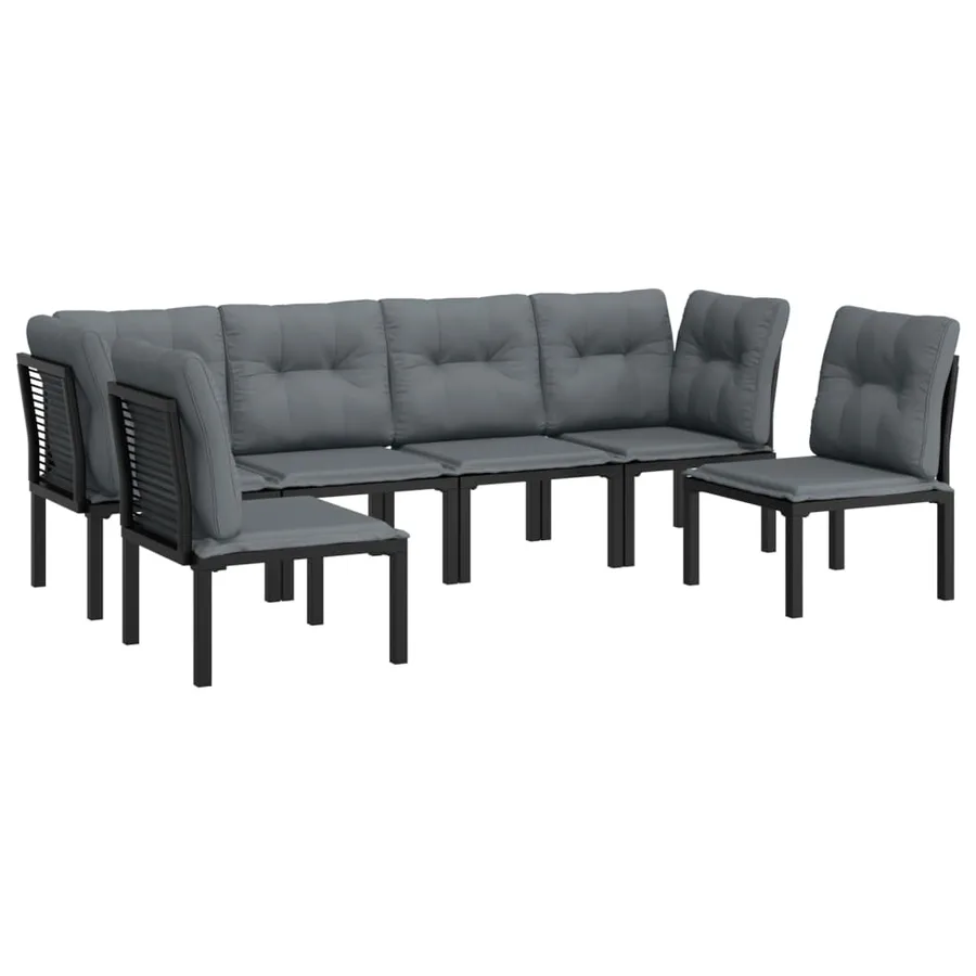 Salon de jardin 6 pcs noir et gris résine tressée - 3