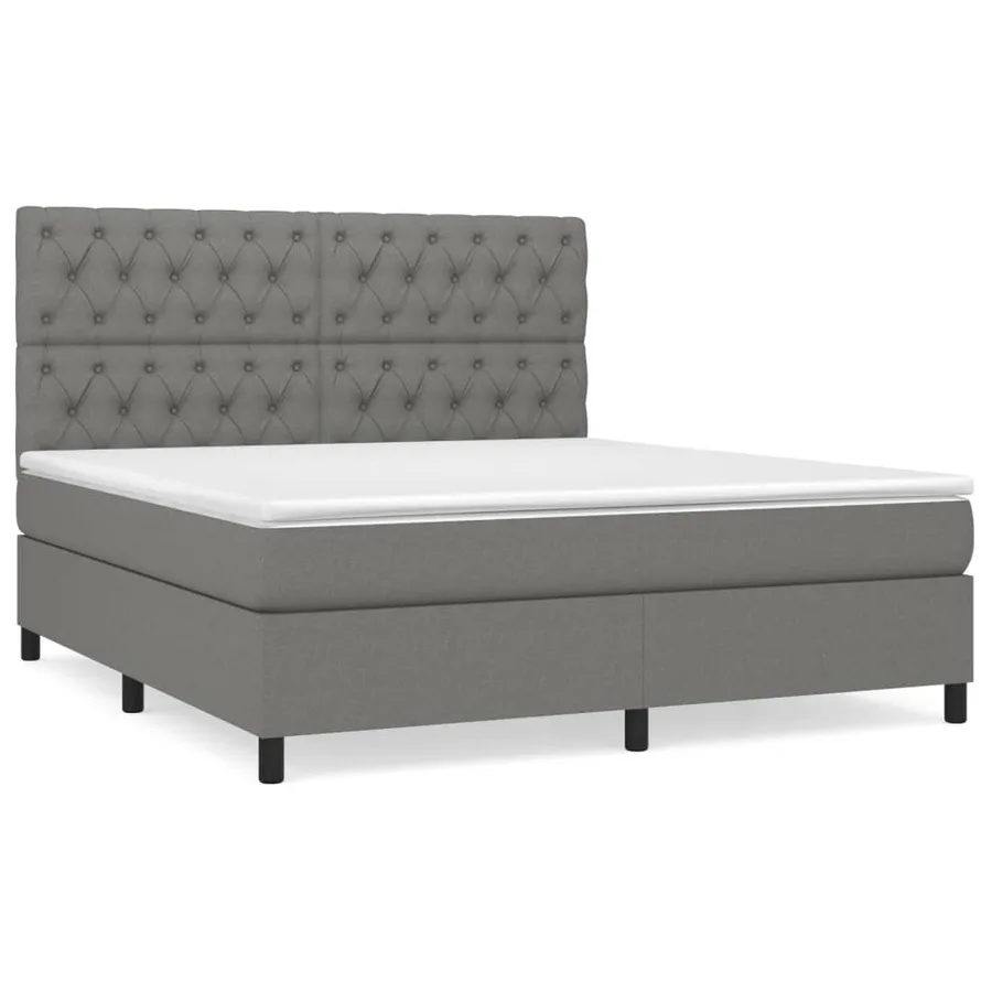 Sommier à lattes de lit avec matelas Gris foncé 160x200cm Tissu - 2