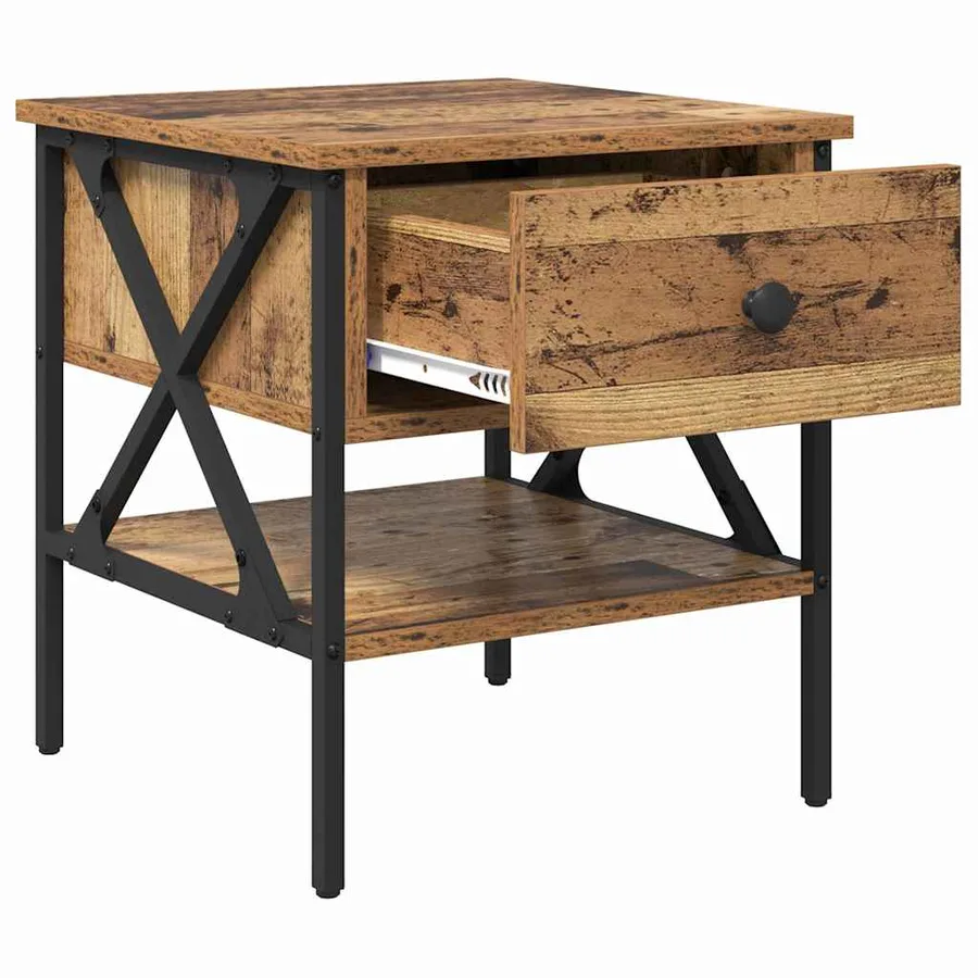 Table de chevet avec tiroir Bois ancien 40 x 42 x 45 cm - 5
