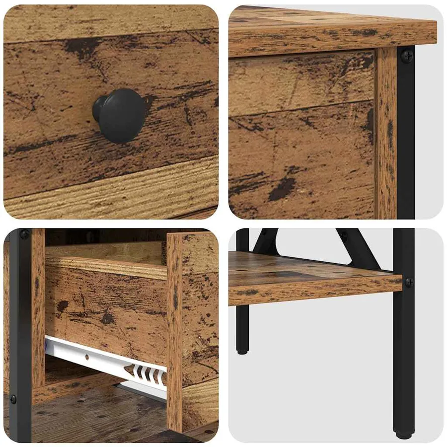 Table de chevet avec tiroir Bois ancien 40 x 42 x 45 cm - 9