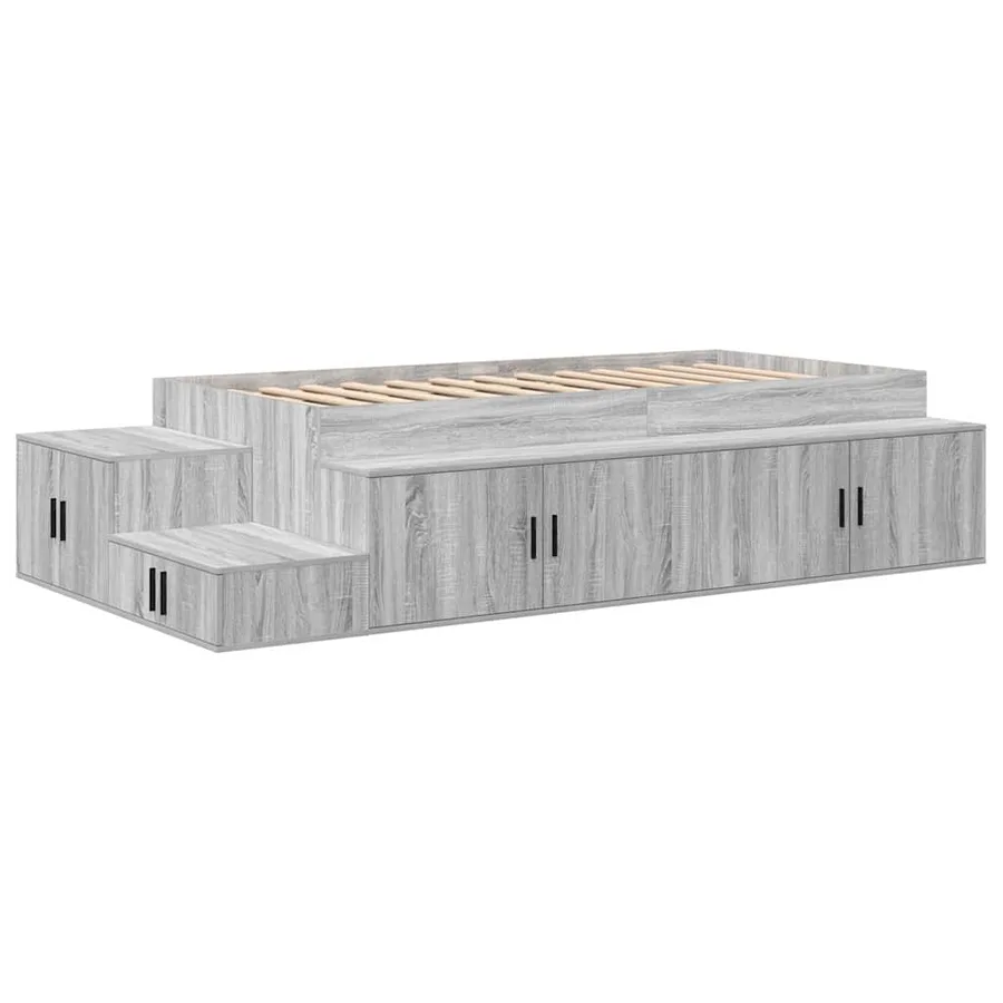 Cadre de lit avec rangement Gris Sonoma 80 cm Bois d'ingénierie - 2