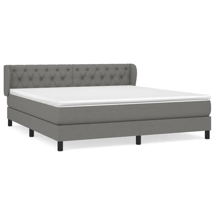 Sommier à lattes de lit avec matelas Gris foncé 160x200cm Tissu - 2