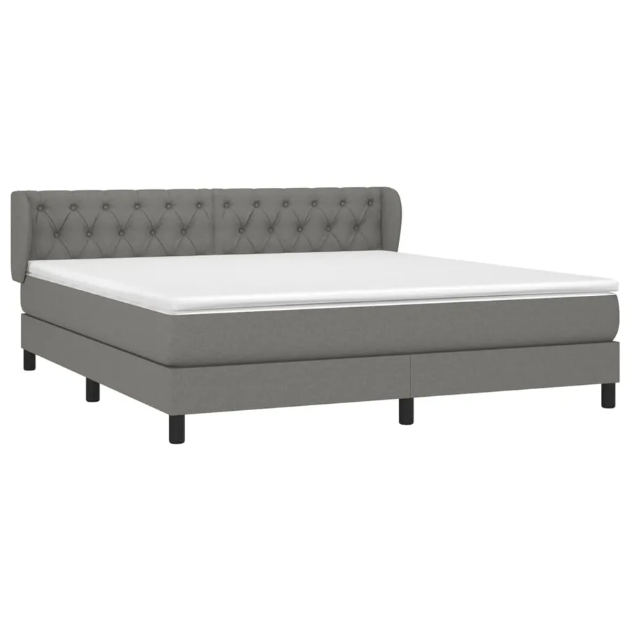 Sommier à lattes de lit avec matelas Gris foncé 160x200cm Tissu - 3