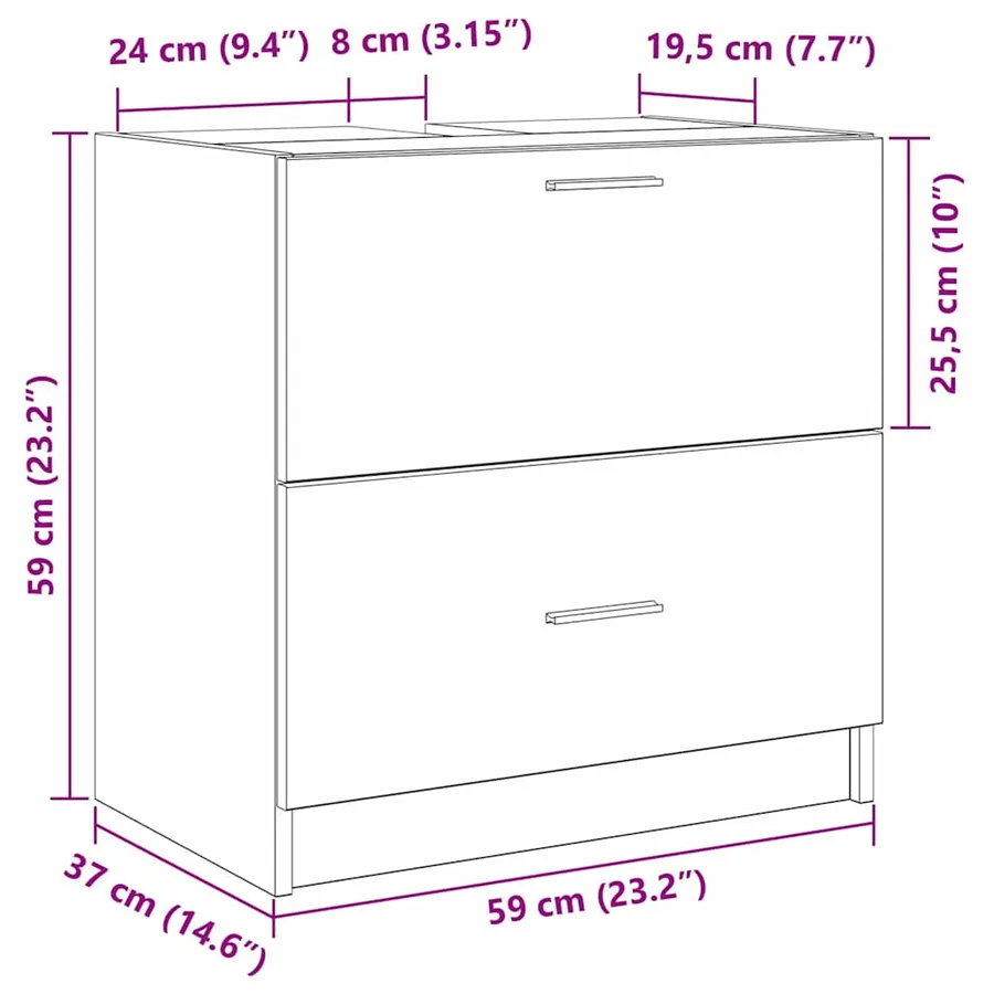 Cabinet de salle de bain Chêne artisanal 59 x 37 x 59 cm - 15