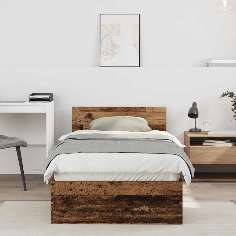 Cadre de lit Bois ancien 75 x 190 cm Bois d'ingénierie