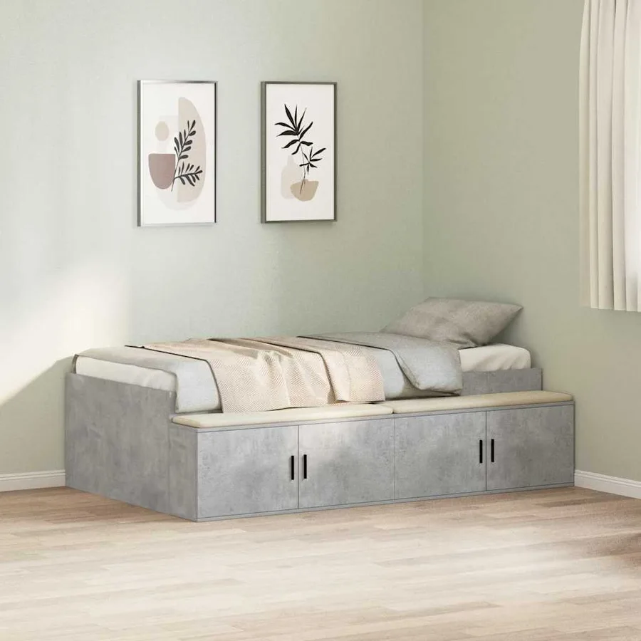 Cadre de lit Gris béton 80 x 200 cm Bois d'ingénierie - 3