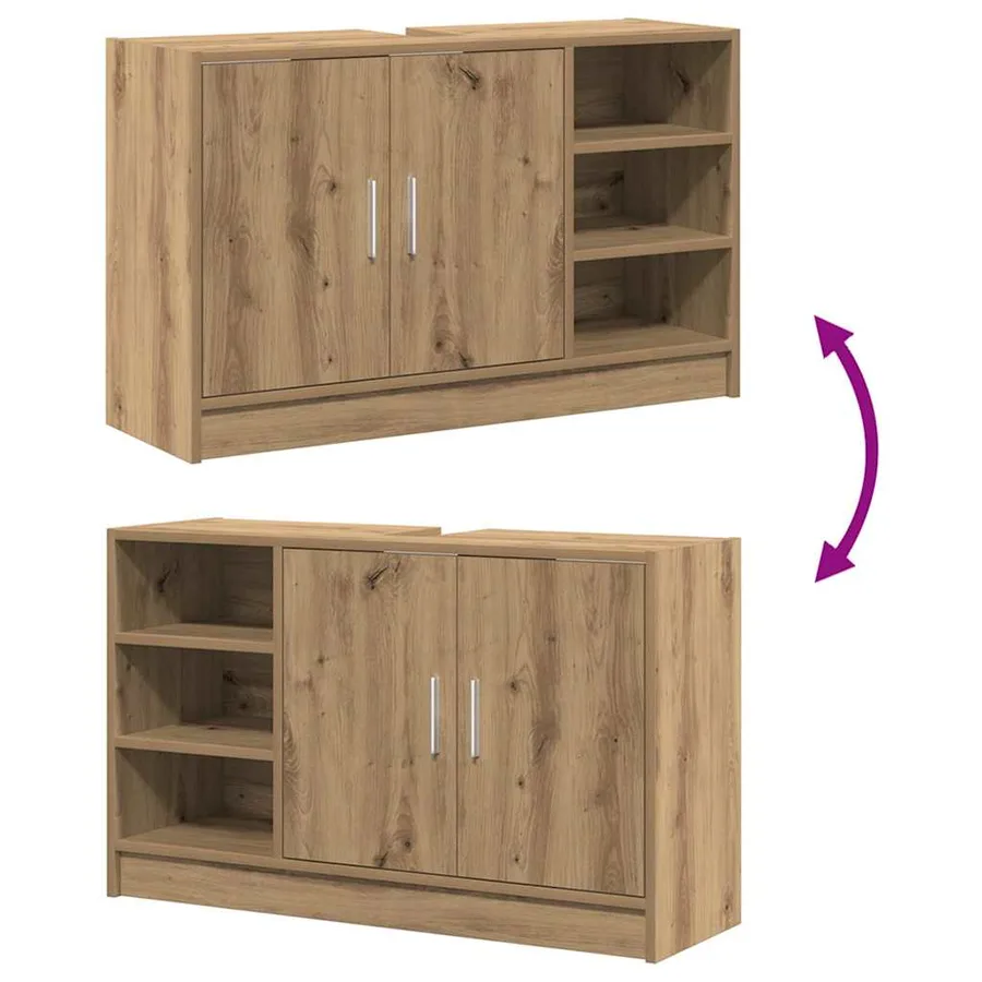 Cabinet de salle de bain Chêne artisanal 90 x 29 x 55 cm - 13