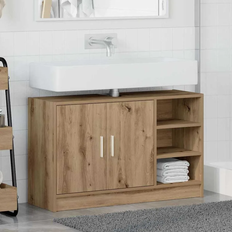 Cabinet de salle de bain Chêne artisanal 90 x 29 x 55 cm - 4