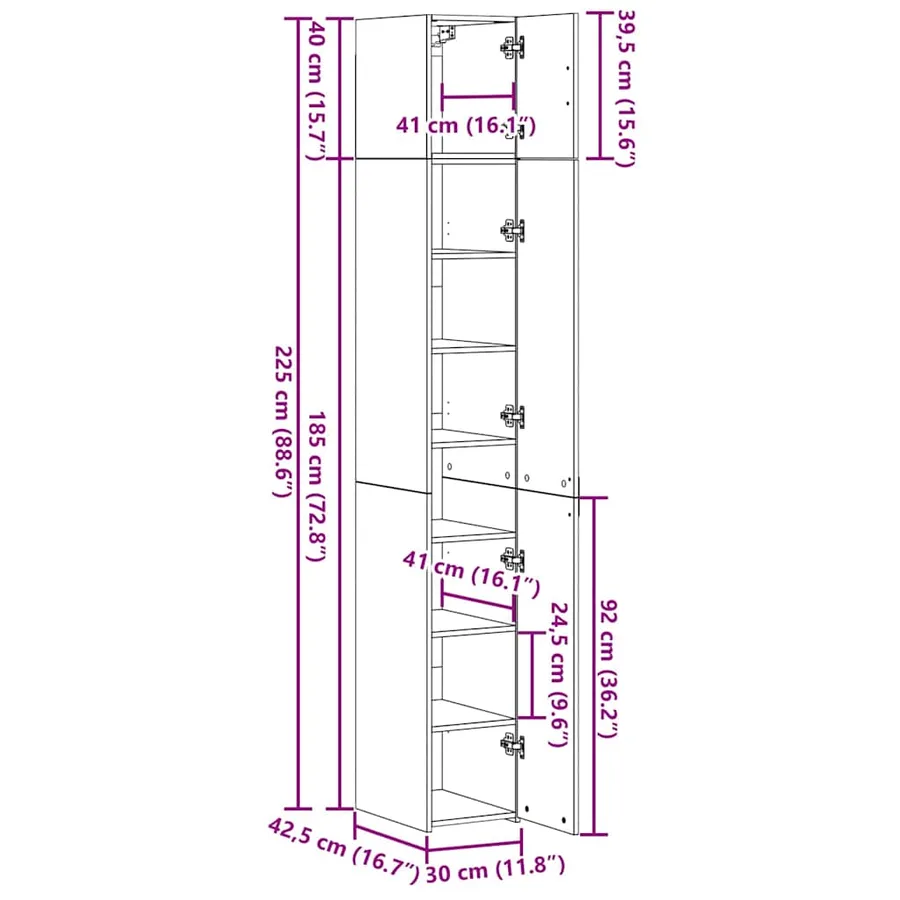 Armoire de rangement 2 pièces avec étagères 2 pcs - 14