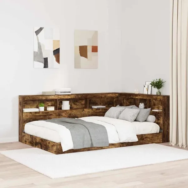 Tête de lit de rangement Chêne fumé 120 cm Bois d'ingénierie